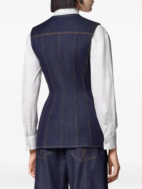 Versace denim button-up vest - Blue