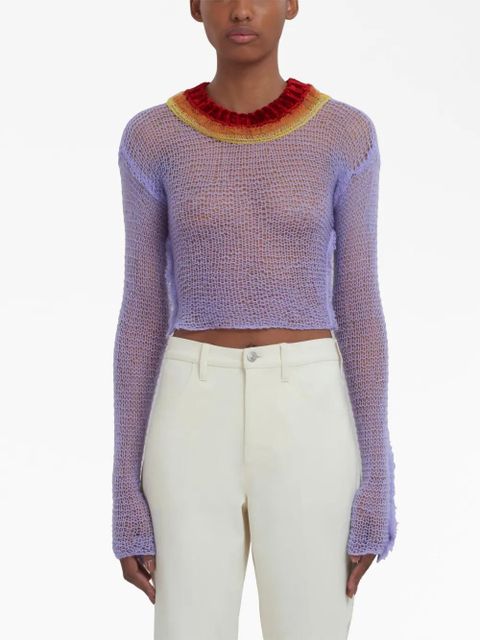 Marni long-sleeve open-knit jumper - Purple