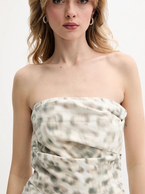 Rotate top bawełniany damska kolor beżowy wzorzysta 1145042930