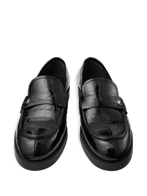 Jimmy Choo Ivy crocodile-embossed loafers - Black
