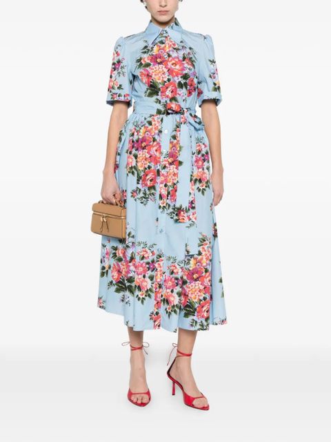 Dolce & Gabbana floral-print belted midi dress - Blue - zdjęcie produktu nr 2