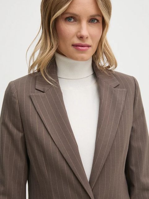 United Colors of Benetton marynarka kolor brązowy jednorzędowa wzorzysta 2KHSDW02H