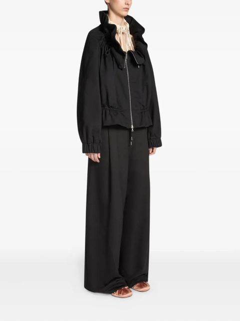 DRIES VAN NOTEN ruffled-neck zip-up jacket - Black