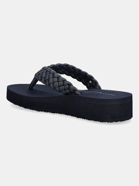 Tommy Hilfiger japonki TH WEDGE CORNROW BEACH SANDAL damskie kolor granatowy na koturnie FW0FW09037
