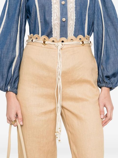 ZIMMERMANN eyelet-detail tie-fastening trousers - Neutrals