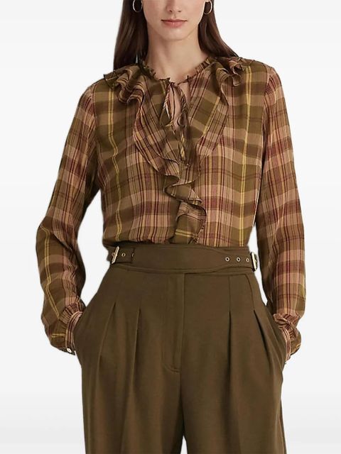 Lauren Ralph Lauren plaid ruffled blouse - Brown