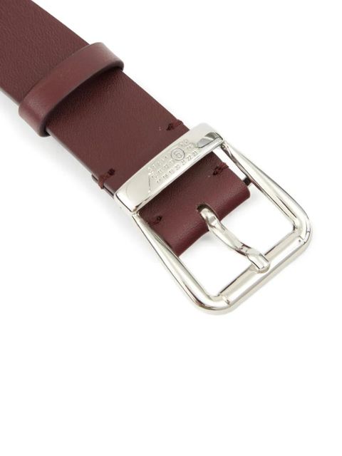 MM6 Maison Margiela engraved-logo leather belt - Red