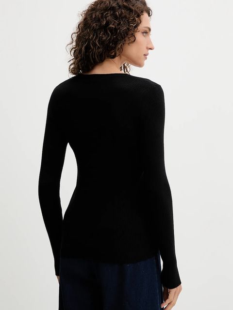 Fracomina sweter damski kolor czarny lekki FR25WT7025K43301
