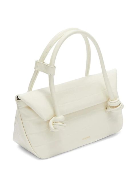 Jil Sander small crocodile-effect shoulder bag - White