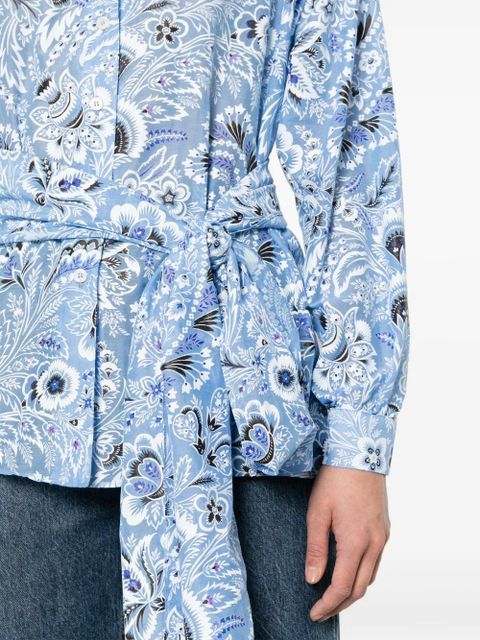 ETRO floral-print silk-cotton shirt - Blue