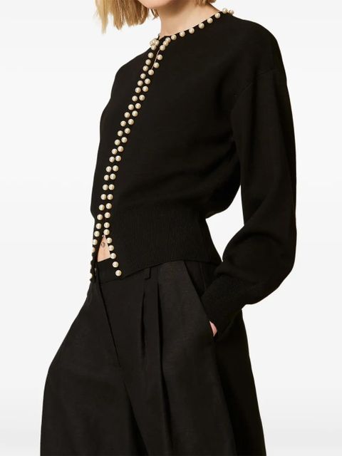 TWINSET pearl-embellished cardigan - Black