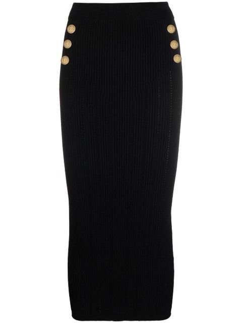 Balmain buttoned knitted midi skirt - Black - zdjęcie produktu nr 1