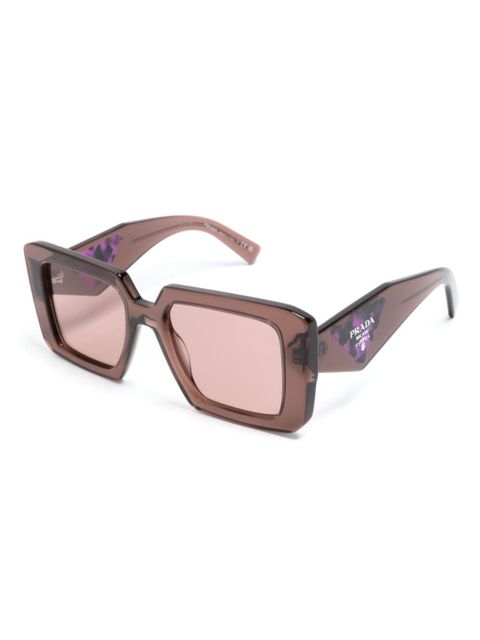Prada Eyewear logo-print square-frame sunglasses - Brown - zdjęcie produktu nr 2