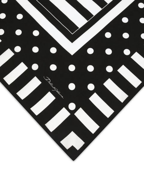Dolce & Gabbana polka-dot silk twill scarf - Black - zdjęcie produktu nr 2