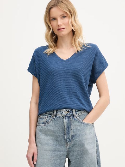 United Colors of Benetton T-shirt damski z lnem - zdjęcie produktu nr 1