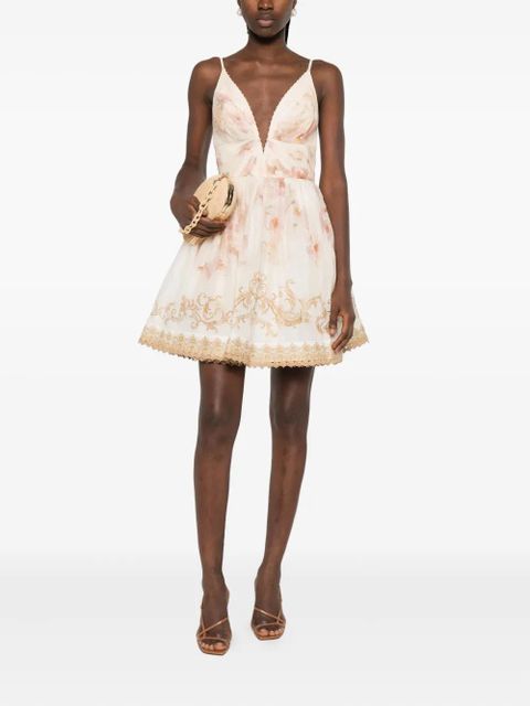 ZIMMERMANN Hypnotic trimmed mini dress - Neutrals