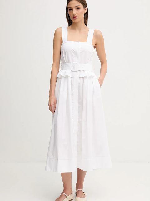 Pedro del Hierro sukienka bawełniana kolor biały midi rozkloszowana 3819832 - zdjęcie produktu nr 1