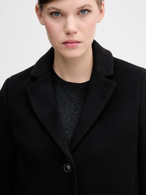 United Colors of Benetton płaszcz z dodatkiem wełny kolor czarny 2V0PDN062