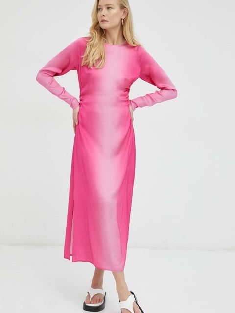 Herskind sukienka kolor różowy maxi prosta - zdjęcie produktu nr 2