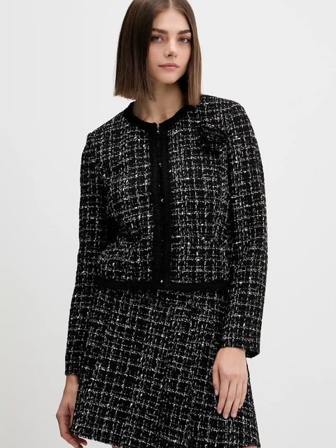 HUGO marynarka z wełną kolor czarny jednorzędowa wzorzysta 50547594