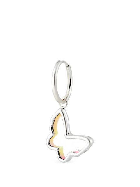 Poison Drop Lab hoop butterfly pendant mono earring - Silver - zdjęcie produktu nr 1