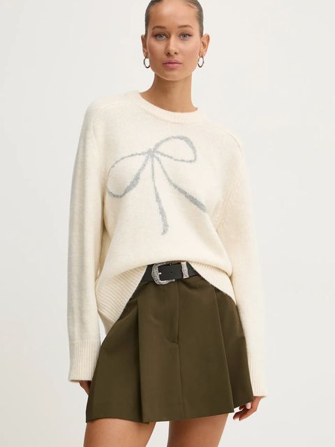 Abercrombie & Fitch sweter z domieszką wełny damski kolor beżowy KI150-4364