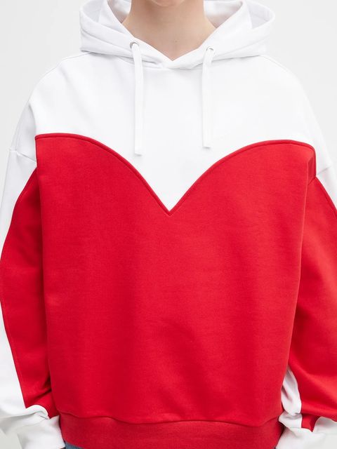 Fiorucci bluza bawełniana Heart Relaxed Fit kolor biały z kapturem wzorzysta U02SPSHO092CJ05RD01