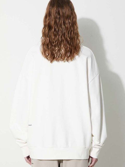 Pangaia bluza bawełniana kolor biały z nadrukiem