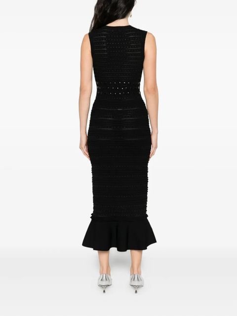SANDRO textured-knit flared midi dress - Black