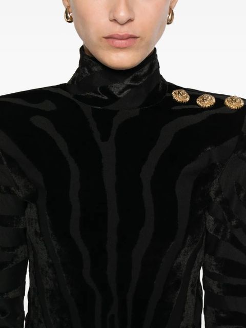 Balmain printed button top - Black