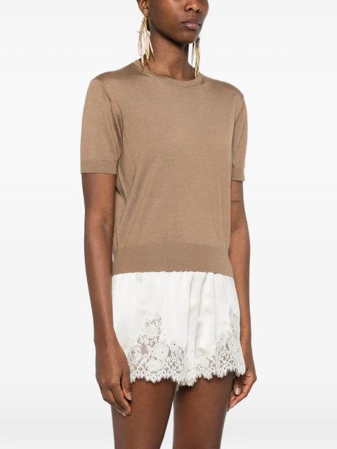 Saint Laurent crew-neck short-sleeve T-shirt - Brown