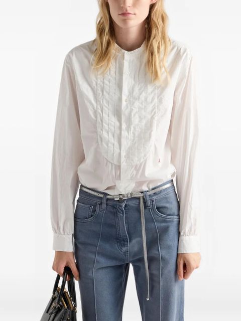Prada logo-embroidered cotton shirt - White