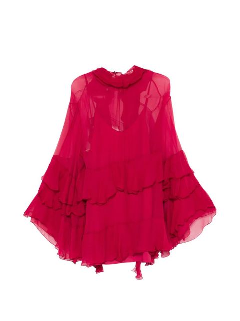Chloé tiered-ruffles mini dress - Pink - zdjęcie produktu nr 2