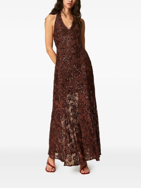 TWINSET sequinned halterneck dress - Brown - zdjęcie produktu nr 2