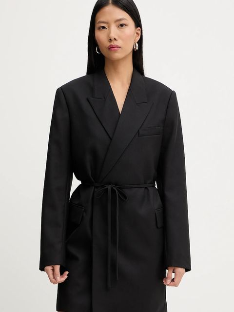 G-Star sukienka z dodatkiem wełny kolor czarny mini prosta D28041-E200 - zdjęcie produktu nr 1