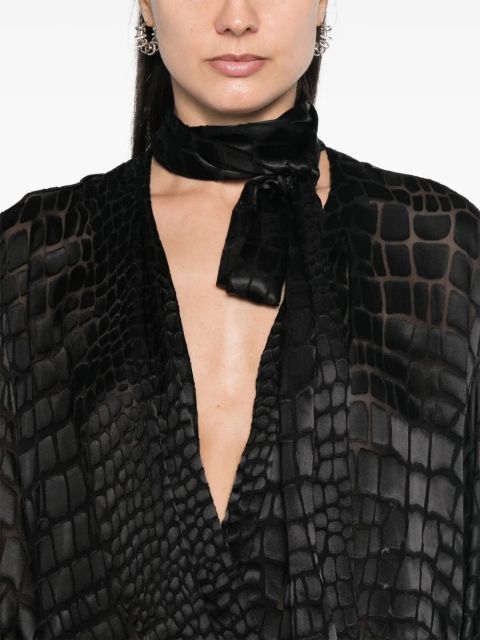 Blumarine devoré criss-cross blouse - Black