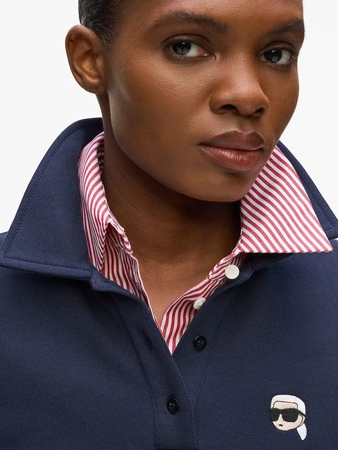 Karl Lagerfeld longsleeve bawełniany IKON kolor granatowy A4W20073