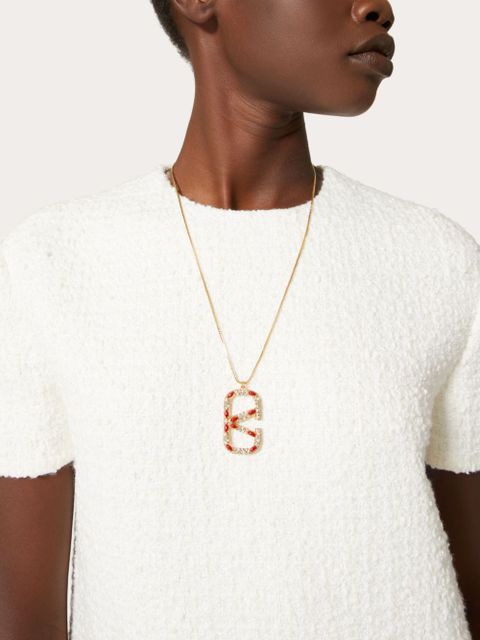 Valentino Garavani VLogo Signature crystal-embellished necklace - Gold