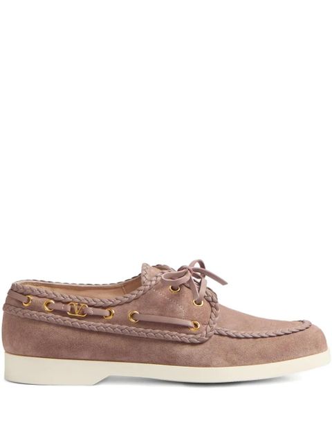 Valentino Garavani palm avenue crust nappa leather boat shoes - Pink