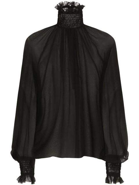 Dolce & Gabbana high-neck sheer silk blouse - Black - zdjęcie produktu nr 1
