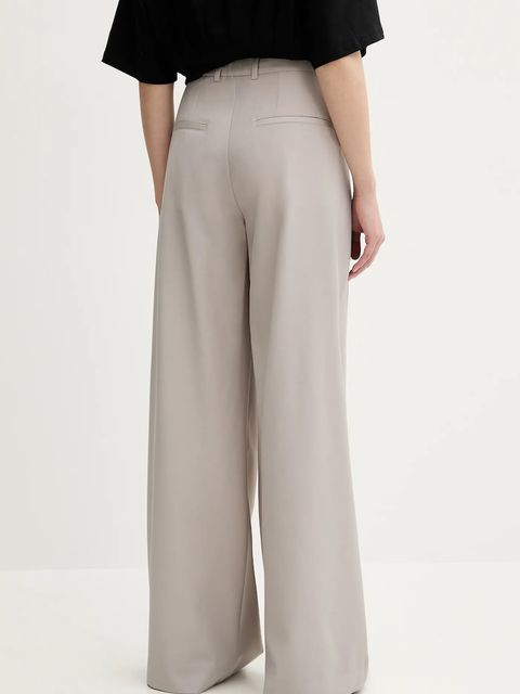 Remain spodnie z domieszką wełny damskie kolor szary szerokie high waist 5024733058