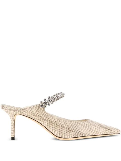Jimmy Choo 65mm crystal-embellished snakeskin mules - Neutrals - zdjęcie produktu nr 1