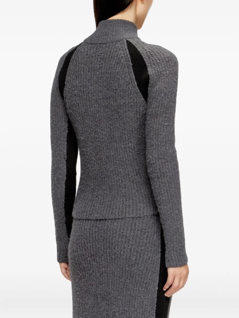 Diesel ribbed panel zip-up cardigan - Grey