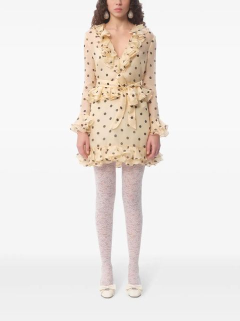 Valentino Garavani polka dot-print organza mini dress - Neutrals