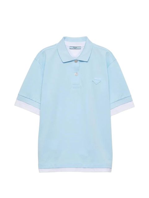 Prada piqué and jersey polo shirt - Blue - zdjęcie produktu nr 1