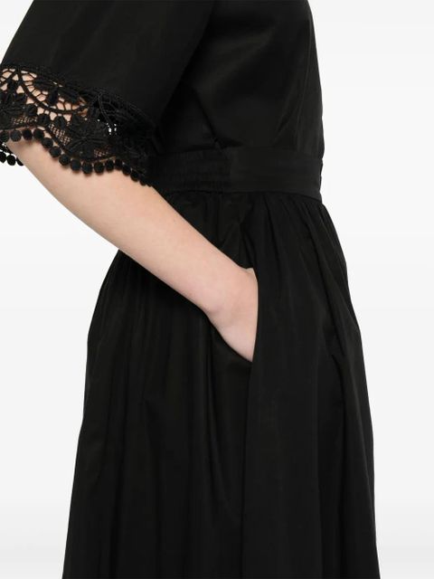 TWINSET lace-trim midi skirt - Black