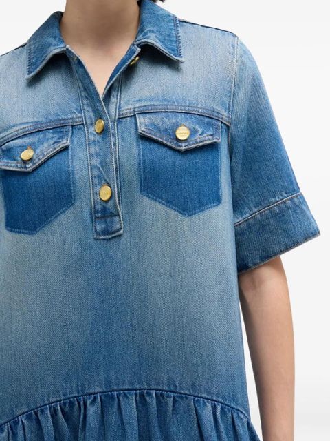 GANNI buttoned ruffled dress - Blue
