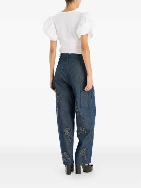 ROTATE BIRGER CHRISTENSEN rose-embroidery five-pocket jeans - Blue