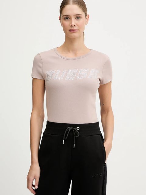 Guess t-shirt KIARA damski kolor beżowy V4BI16 KCIV1 - zdjęcie produktu nr 1