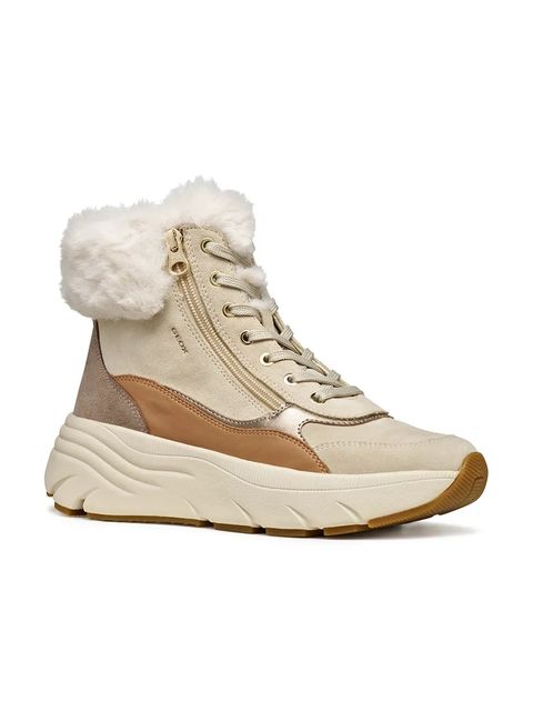 Geox botki D DIAMANTA damskie kolor beżowy na platformie ocieplone D56UFB 02285 CH65A